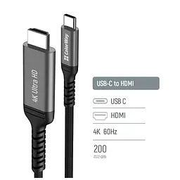 Кабель мультимедійний USB-C to HDMI M 2.0m 4K60Hz black ColorWay (CW-CBCHD077-BK) - мініатюра 6
