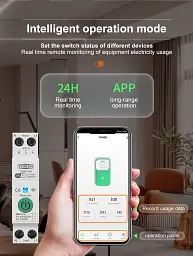 Розумний автоматичний вимикач Tuya Wi-Fi із захистом TOMZN TOB9-VAP 1P+N 110/220V 1–63A Цифрове реле з лічильником (19645) - мініатюра 7