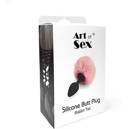 Силіконова пробка Art of Sex - silicone Bunny Tails Butt Plug М White - мініатюра 4