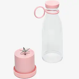 Портативний акумуляторний міні блендер-пляшка для смузі подрібнення фруктів 420 мл, Kitchen Master Рожевий 86738 - мініатюра 4
