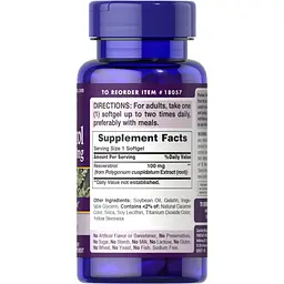 Ресвератрол Puritan's Pride Resveratrol 100 мг 60 капсул - мініатюра 2