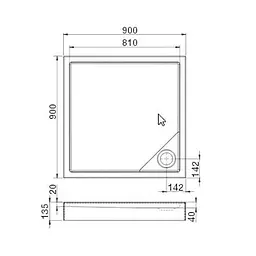 Душовий піддон Roca Malaga Square 90x90 A276256000 - мініатюра 3