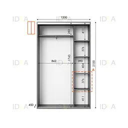 Шафа-купе Idea серія 5 130 x 45 x 210 см Венге темний Дзеркало - мініатюра 2