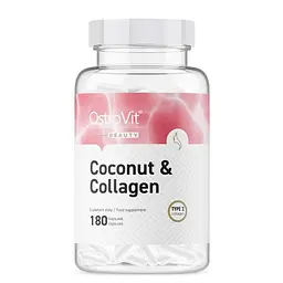 Морський колаген, кокосова олія і вітамін С OstroVit Coconut & Collagen, 180 капсул