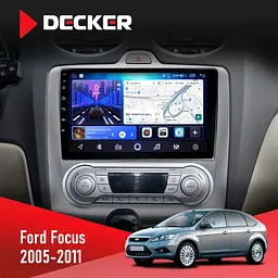 Штатна магнітола Ford Focus 2 2005-2011 Black Climate Decker D9-006 4x64, 4G Decker (НФ-00005111)