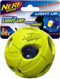Іграшка-м'яч для собак середніх і великих порід Nerf Dog Rubber Bash Ball з LED підсвіткою