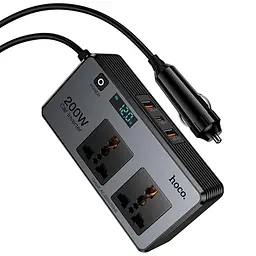 АЗП інвертор Hoco Z66 New PD66W+QC3.0 (2USB-A/1C/2xSocket) (0.5m) Black - мініатюра 6