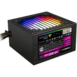 Блок живлення GameMax 800 Вт VP-800 RGB, Black, 80+ Bronze, Active PFC, 12 см, 3xMolex / 6xSATA / 2x2+6-pin / 1x4+4-pin / 1x20+4-pin, захист OVP / UVP / OCP / OLP / OPP / SCP (VP-800-RGB)