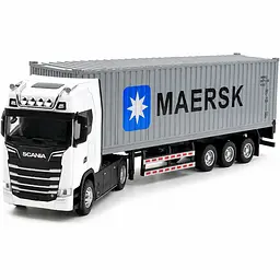 Колекційна металева модель вантажівки Автопром Scania S730 фура-контейнеровоз з інерцією, світлом та звуком 1:50 - мініатюра 4