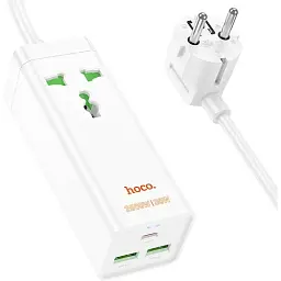 Мережевий подовжувач Hoco AC9A Talent PD30W (1C2A with 1 socket) Desktop Charger White - мініатюра 2