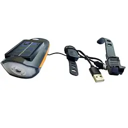 Велофара із сонячною панеллю та сигналом Bike Light 7599 Solar акумуляторний велоліхтар Li-Ion panel IPX4 USB-C - мініатюра 4