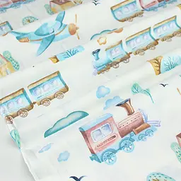 Пелюшки фланелеві Cosas Trains 80х80 см (FlannelDiapers_TrainsAirplanesMint_80x80) - мініатюра 5