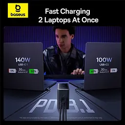 Зарядний пристрій Baseus Digital GaN Intelligent Desktop Fast Charger 240W (3xType+C+USB+DC) (With Cable DC to DC black (P10163901113-00) - мініатюра 14
