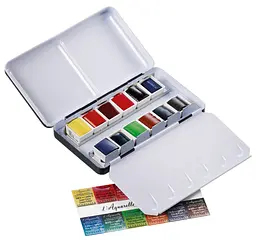Набір акварельних фарб Sennelier L'Aquarelle, 12 кольорів, карманний, метал + 1 пензлик - мініатюра 4