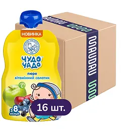 Упаковка пюре Чудо-Чадо Витаминный салатик с витамином С 1.44 кг (90 г х 16 шт.)