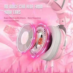 Дротова ігрова гарнітура Onikuma Gaming CAT with LED X11, USB, 3.5mm, 2.2m, pink - мініатюра 2