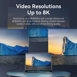Кабель Vention USB 4.0 Type-C M-M, 1.0 м 240W (50V/5A) 8K60Hz Thunderbolt 4 Gray Aluminum Alloy - мініатюра 6