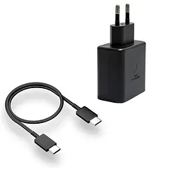 Блок живлення PD Adapter 45W, чорний, з кабелем USB-C, зарядний пристрій для телефону