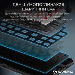 Бездротова механічна ігрова клавіатура GamePro MK-210-B Pro Black-White QLAB Orange Switches Hot-Swap - мініатюра 9