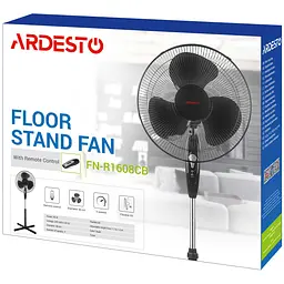 Вентилятор Ardesto підлоговий 40 см 45 Вт з пультом д/у чорний (FN-R1608CB) - мініатюра 8