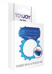 Ерекційне кільце та насадка на палець 2 в 1 Toy Joy Flexible Ring Finger Vibe, 7х3.5 см (синій) - мініатюра 3