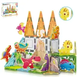 Настільна гра Picasso магнітний Tiles Dinosaur Set з 8 фігурками динозаврів 38 деталей (817338028848) - мініатюра 3