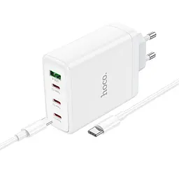 Адаптер мережевий Hoco N31 Leader four-port (3C1A) fast charger set + Type-C to Type-C кабель