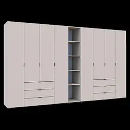 Розпашна Шафа для одягу Doros Гелар з Етажеркою Кашемір 4+4 ДСП 348.2х49.5х203.4 (80737654) - мініатюра 2