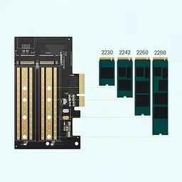 Контролер плата розширення Ugreen CM302 M.2 M-Key+M.2 B-Key to PCI-E 3.0 х 4 Expansion Card (70504) - мініатюра 3
