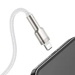 Дата кабель Baseus Cafule Metal USB to Lightning 2.4A (2m) (CALJK-B0) White - мініатюра 2