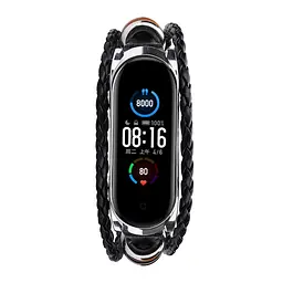 Ремінець вінтажний Carprie для фітнес-браслета Xiaomi Mi Band 3 і 4 Type A Black silver - мініатюра 2