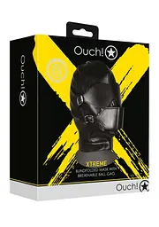 Маска на очі Ouch! Blindfolded Mask with Breathable Ball Gag (чорний) - мініатюра 2
