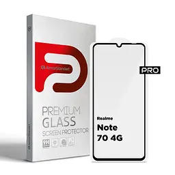 Захисне скло на Realme Note 70 4G з олеофобним покриттям, Pro, повне проклеювання, антистатичний і пиловідштовхуючий шар, 9H, самоклеючеся, 2.5D, на весь екран, антистатичний клей, ArmorStandart (ARM83930)