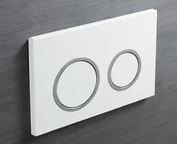 Панель змиву Koer KT-0605-03 220x140x12mm пластикова, кнопка кругла KR5316, Білий - мініатюра 2