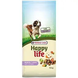 Сухий низькокалорійний преміум корм Happy Life Senior Light with Chicken Хеппі Лайф Сеньйор для літніх собак 15 кг (311080)