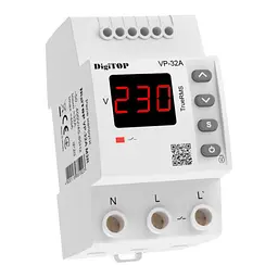 Захисне реле напруги однофазне VP-32AM3R на DIN-рейку, 32А, 7000Вт, 120-270В, тримодульне з індикатором напруги (червоний)