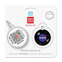 Адресник для собак і котів Waudog Smart ID з QR паспортом, NASA, M, діаметр 30 мм - мініатюра 5
