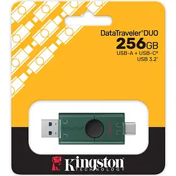 USB Flash Kingston DataTraveler Duo 256GB USB Type-A/ USB Type-C Black/Green, Retail - мініатюра 4