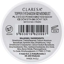 Тіні для повік Claresa Topper Eyeshadow відтінок 02 (Moondust) 1.2 г - мініатюра 2
