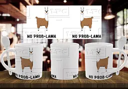 Чашка "NO PROB-LAMA" 330 мл Біла з ложкою