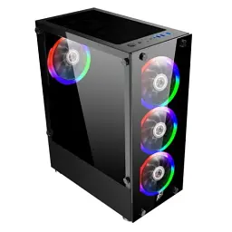 Корпус 1stPlayer V2-A-BK-4F1, Black, без БЖ, Midi Tower, ATX / Micro ATX / Mini ITX, 1xUSB 3.0 / 2xUSB 2.0, макс. CPU - 160 мм / VGA - 300 мм, 4x120 мм ARGB, бічна панель із загартованого скла - мініатюра 2