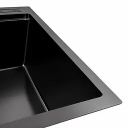 Кухонна мийка 60x50 PVD чорна Platinum Handmade з підставкою для ножів, Чорний - мініатюра 4