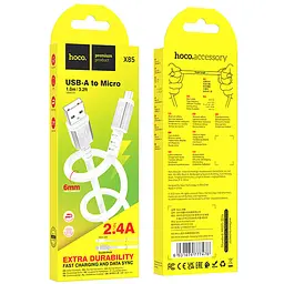 Дата кабель Hoco X85 Strength USB to MicroUSB (1m) White - мініатюра 4