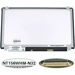Матриця 15.6 NT156WHM-N32 1366х768, 30pineDP, LED, SLIM вертикальні вушки, глянець, роз'єм праворуч знизу для ноутбука
