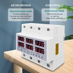 Цифрове реле контролю напруги та струму трифазне TOMZN TOVPD3-63VAS 63A 3x220V Розумний захисний автомат змінного струму (19600) - мініатюра 6