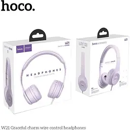 Навушники-гарнітура Hoco with mic Graceful Charm W21 бузкова - мініатюра 6