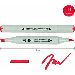 Набір спиртових маркерів Santi Brush SA-11 кармін 6 шт. (390956) - мініатюра 2