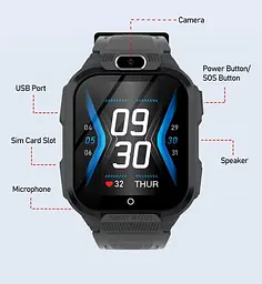 Дитячий розумний смарт годинник T3 з GPS трекером, 4G SIM-картою, відеодзвінками, камерою, прослуховуванням та кнопкою SOS Синій - мініатюра 10
