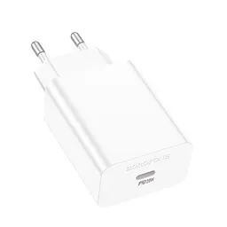 Мережевий зарядний пристрій Borofone BA21A Pro Long journey single port PD20W charger білий - мініатюра 3