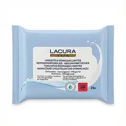 Міцелярні вологі серветки для зняття макіяжу Lacura Skin для вразливої шкіри 25 шт. Серветки для швидкого вмивання